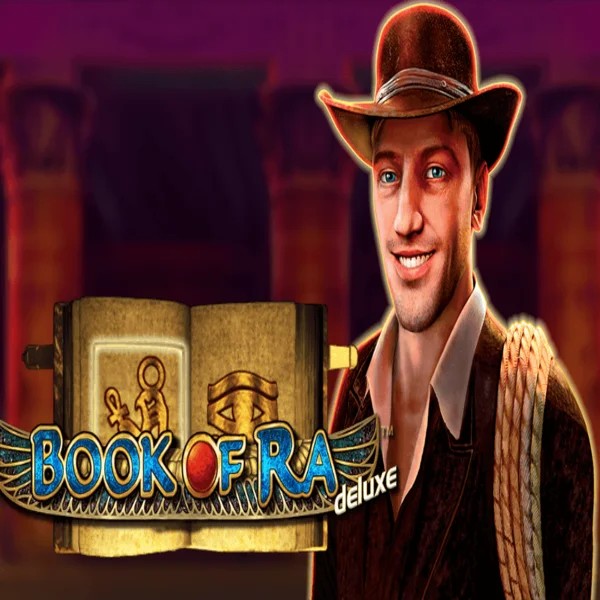Book of Ra Deluxe online game logo by Novomatic on morospin.eu.com